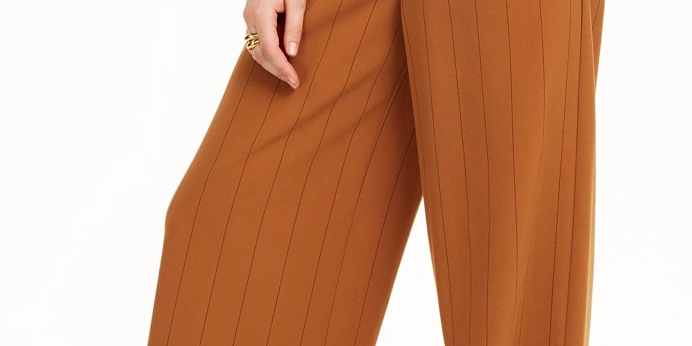 Danielle Bernstein Women's Pinstripe Trouser Pants Dark Orange Size 6