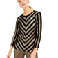 INC International Concepts Women's Velvet Sequined Chevron Top Size Small