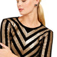 INC International Concepts Women's Velvet Sequined Chevron Top Size Small