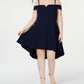 City Studios Women's Trendy Plus Size Cold-Shoulder High-Low Dress Black Size 18