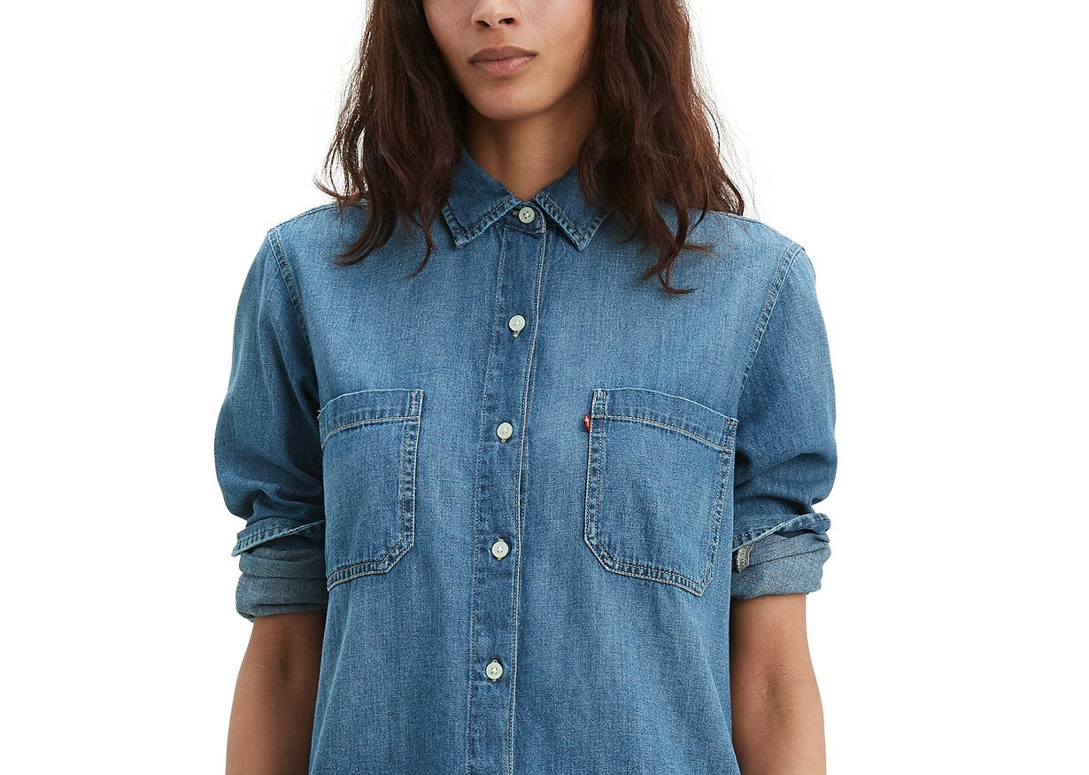 Levi's Women's Leni Denim Tunic Shirt Navy Size Extra Small