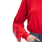 Levi's Women's Fringed Crewneck Sweatshirt Red Size Extra Large