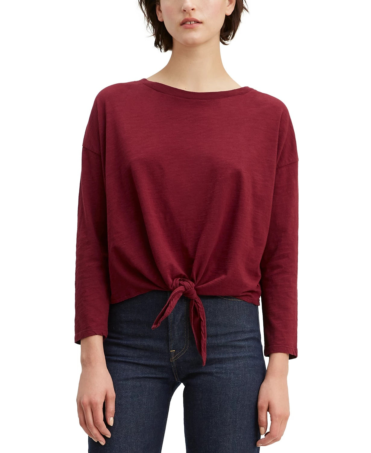 Levi's Women's Greta Cotton Tie Front T-Shirt Red Size Large