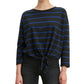 Levi's Women's Greta Striped Tie-Hem Cotton Top Black Size Large