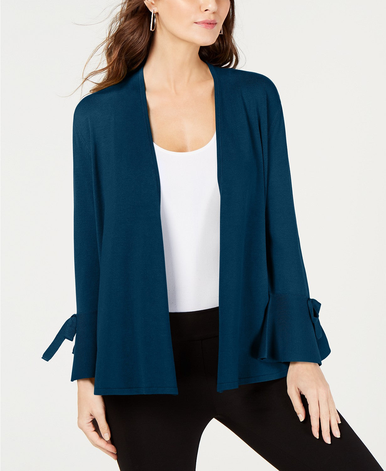 Alfani Women's Tie-Sleeve Cardigan Green Size Small