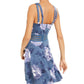 City Studios Juniors' Glitter Floral-Print Skater Dress Blue Size 1
