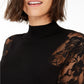 INC International Concepts Women's Petite Lace Peplum Sweater Black Size Small