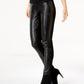 INC International Concepts Women's Petite Faux-Leather-Contrast Skinny Pants Black Size 0