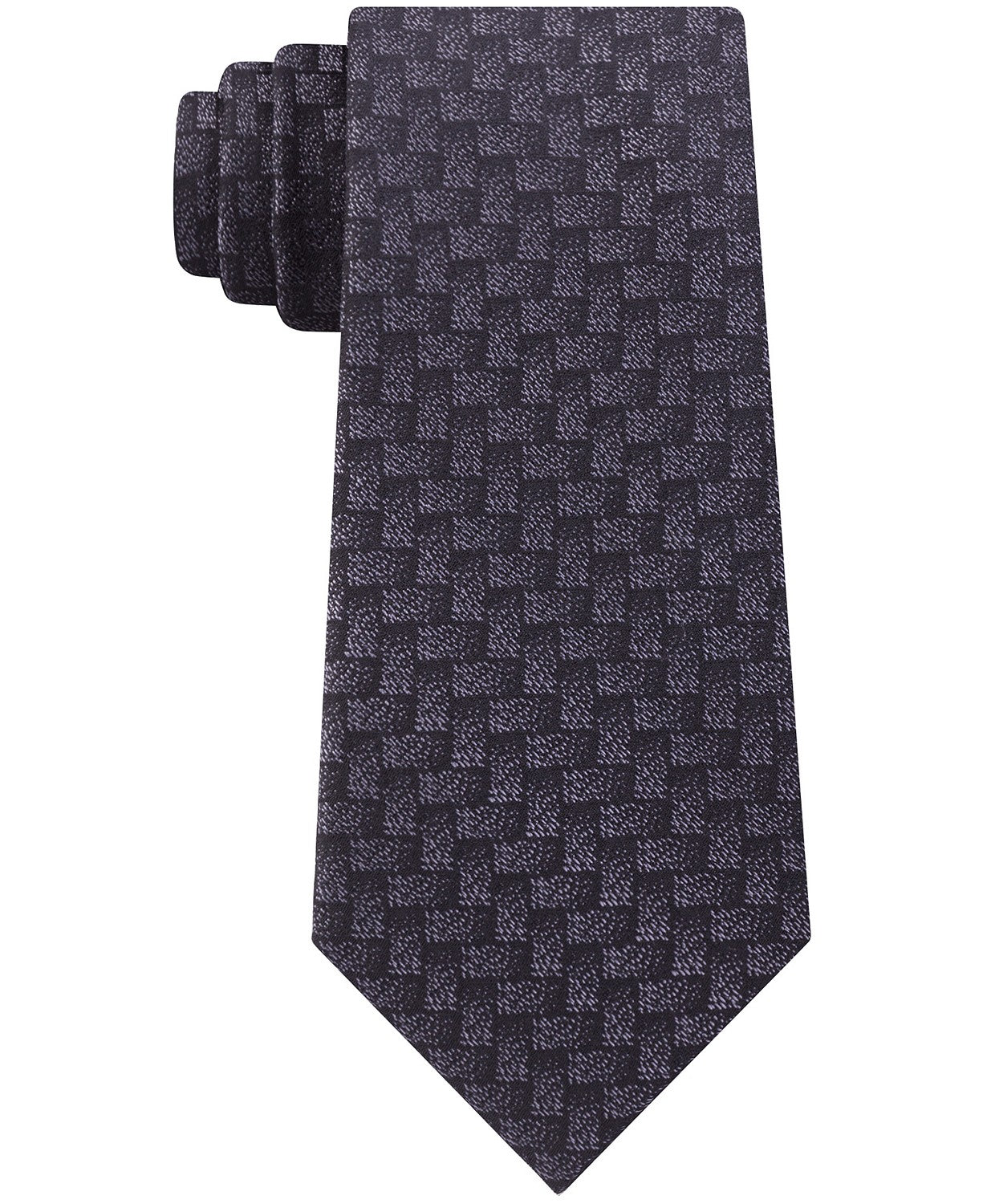 Michael Kors Men's Basket Weave Tie Black Size Regular