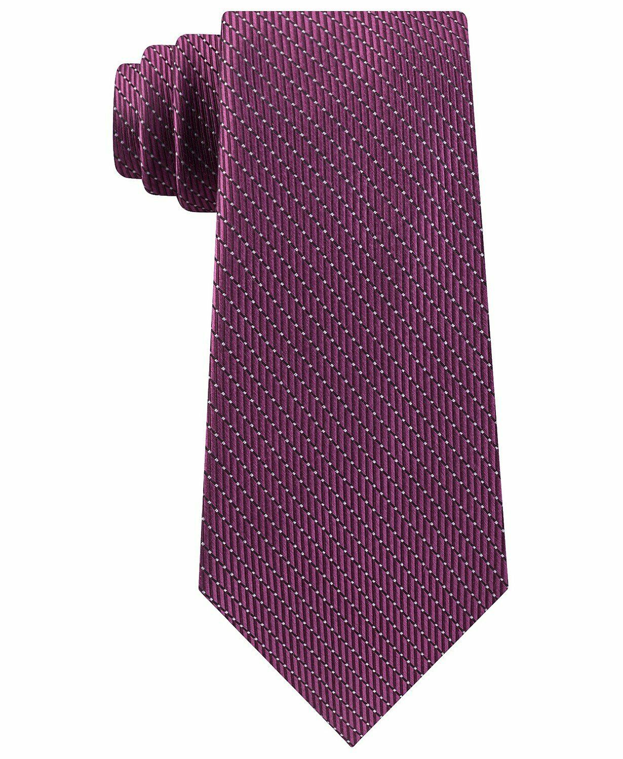 Michael Kors Men's Classic Dash Stripe Satin Tie Pink Purple Size Regular