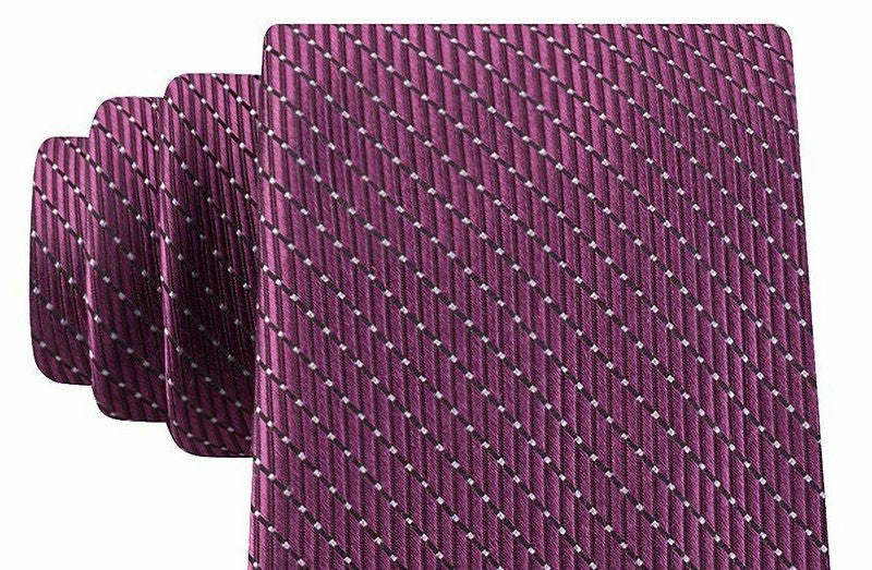 Michael Kors Men's Classic Dash Stripe Satin Tie Pink Purple Size Regular