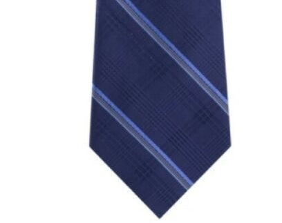 Michael Kors Men's Classic Tonal Glen Plaid Stripe Silk Tie Navy Size Regular