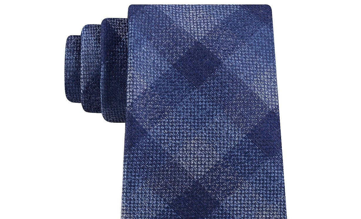 Michael Kors Men's Classic Pebble Gingham Check Tie Blue Size Regular