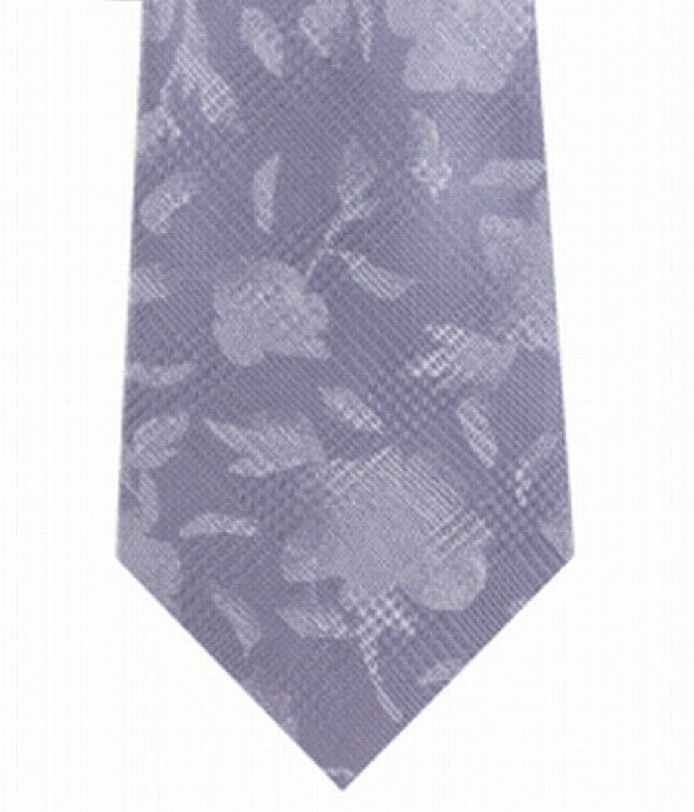 Michael Kors Men's Classic Botanical Glen Check Silk Tie Gray Size Regular