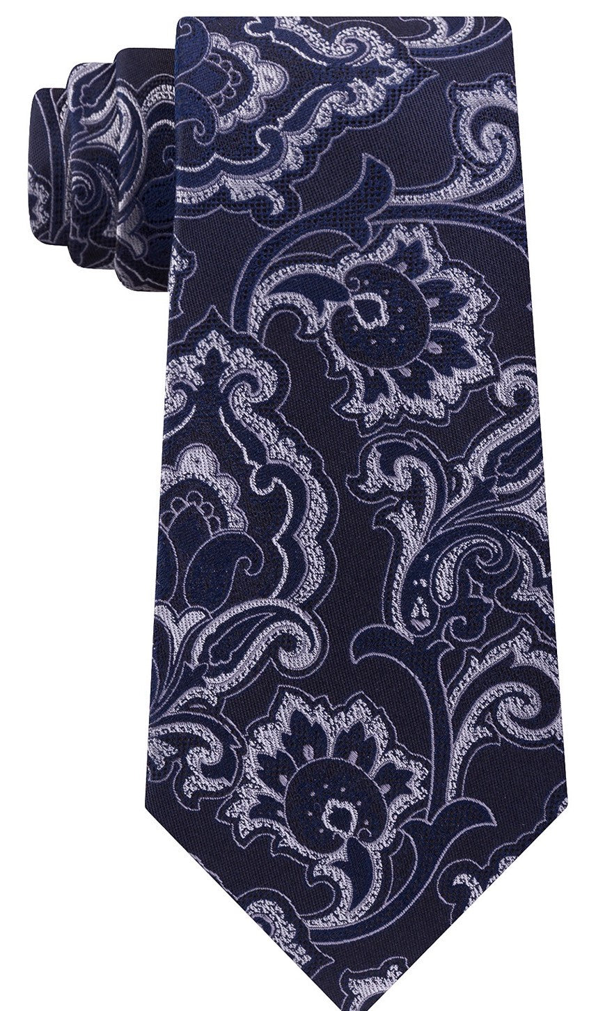 Michael Kors Men's Intricate Outlined Paisley Tie Navy Size Regular