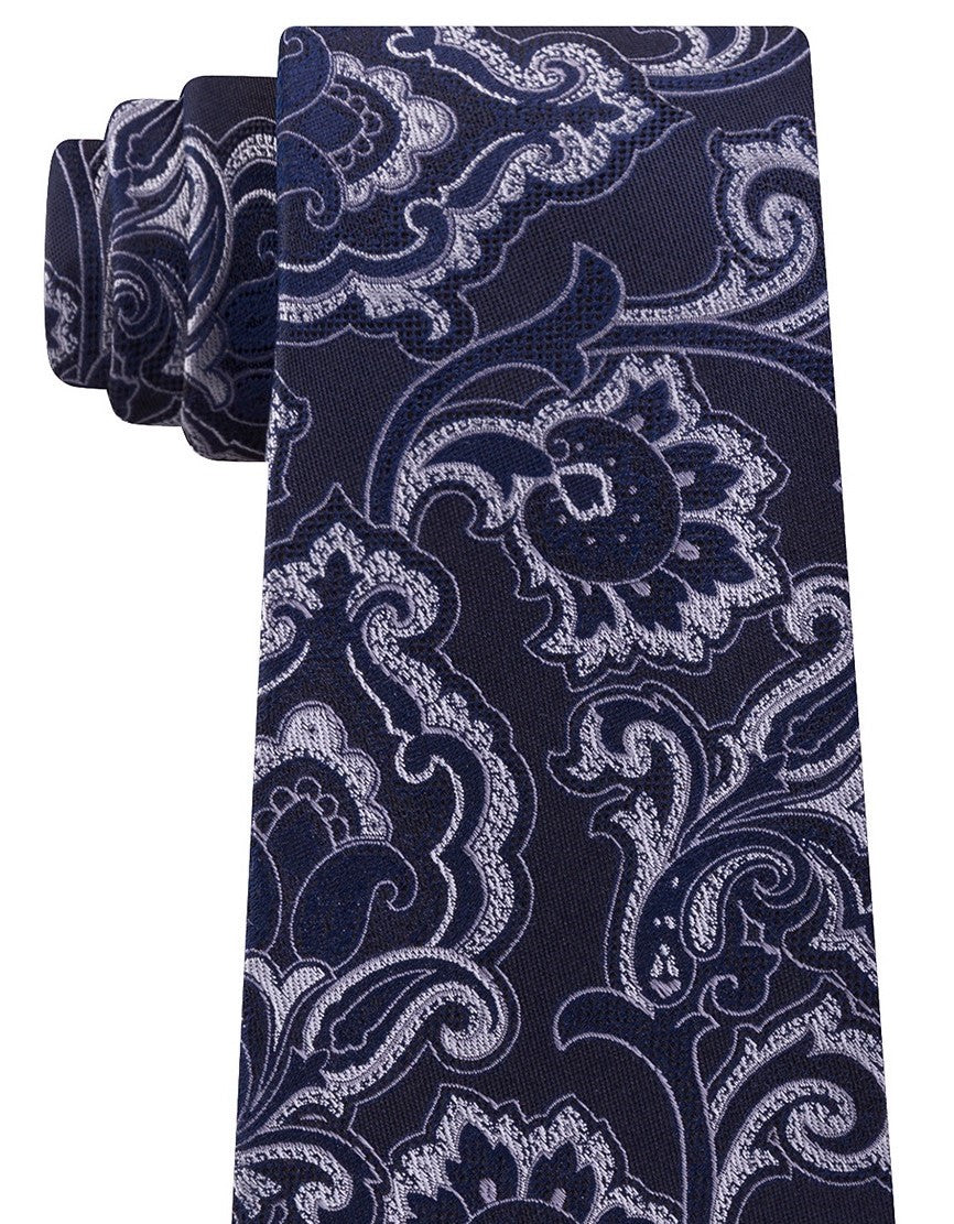 Michael Kors Men's Intricate Outlined Paisley Tie Navy Size Regular
