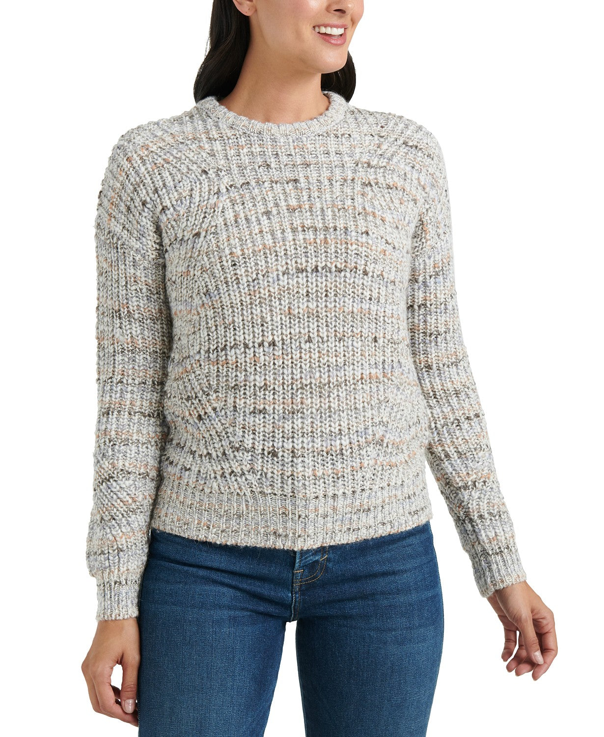 Lukcy Brand Women's Marled Crew Neck Sweater Gray Size Medium