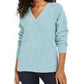 Lucky Brand Women's Chevron Ribbed Chenille Sweater Blue Size Small