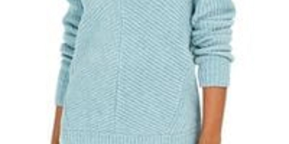 Lucky Brand Women's Chevron Ribbed Chenille Sweater Blue Size Small