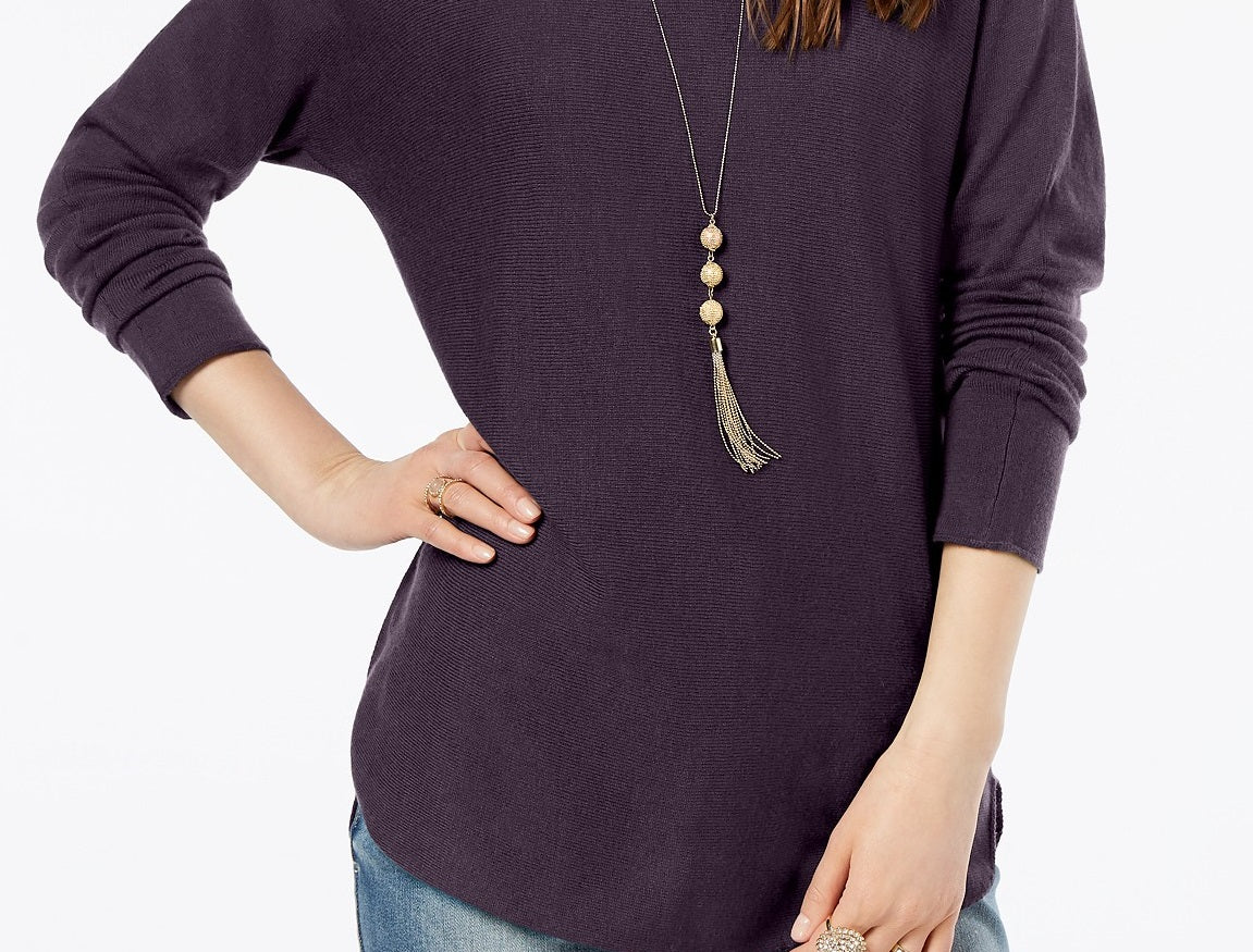 INC International Concepts Women's Shirttail Sweater Purple Size Medium