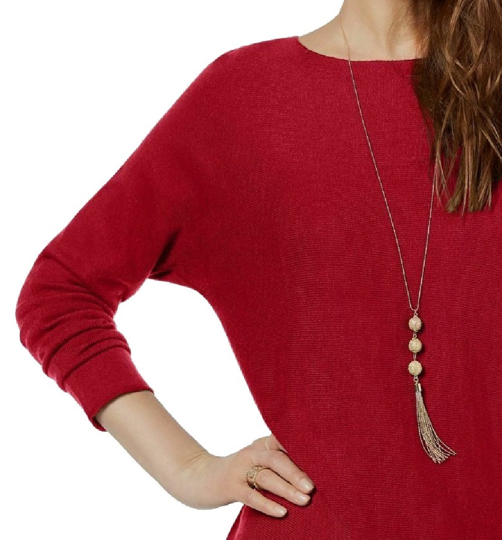 INC International Concepts Women's Shirttail Sweater Dark Red Size Extra Large