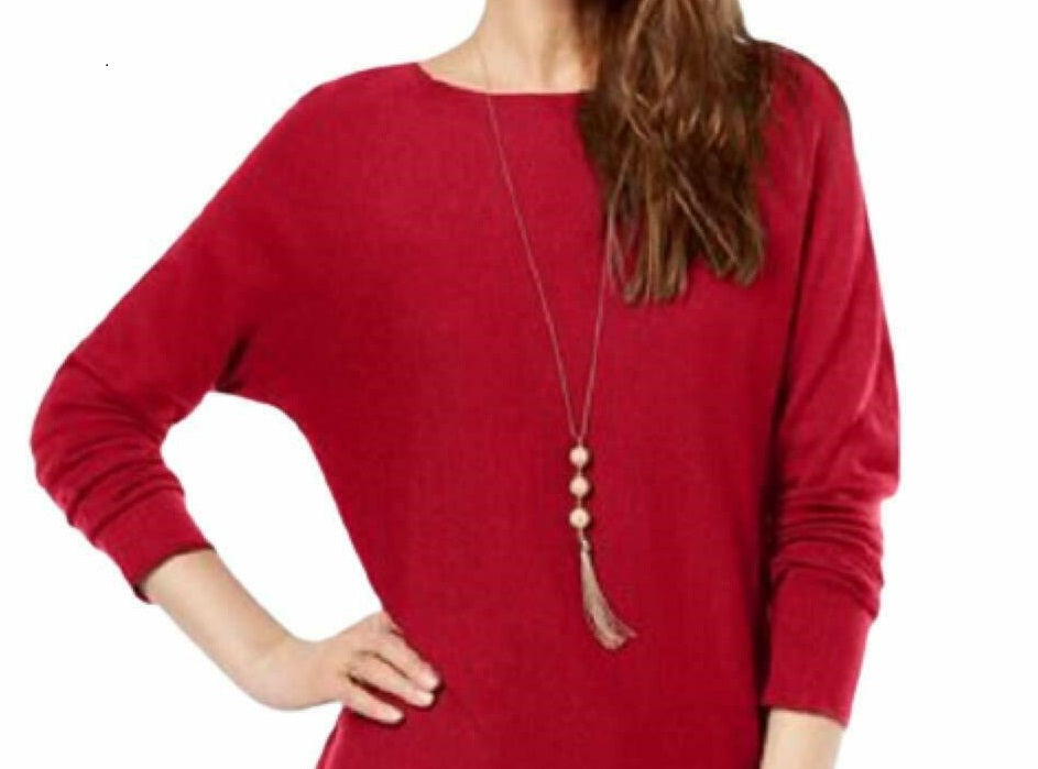 INC International Concepts Women's Shirttail Sweater Dark Red Size Extra Small