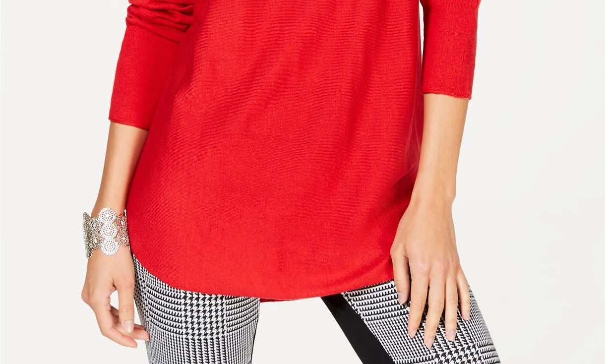 INC International Concepts Women's Sweater Tunic Red Size Petite Medium