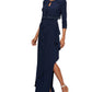 Alex Evenings Women's Ruched Gown With Bolero Dress Navy Size 6