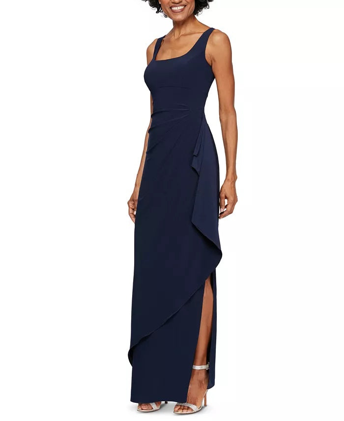 Alex Evenings Women's Ruched Gown With Bolero Dress Navy Size 6