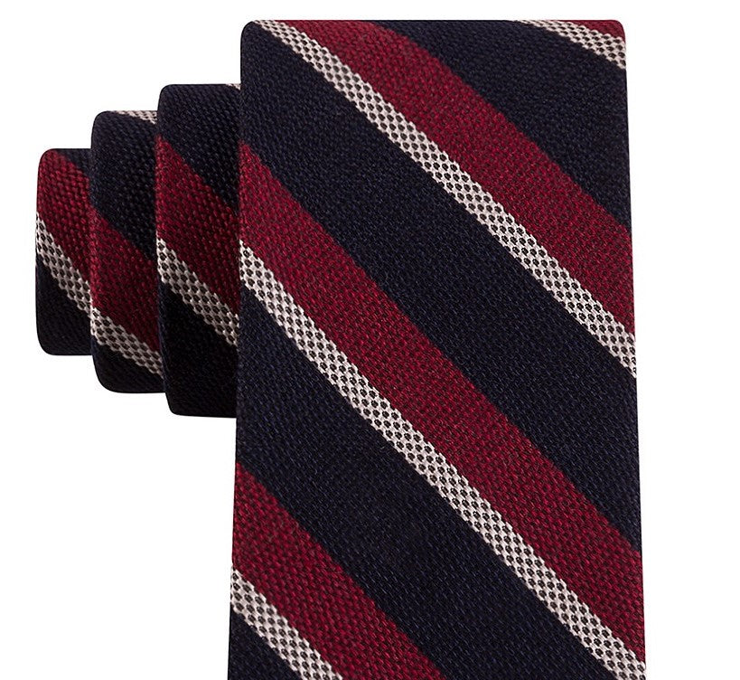 Tommy Hilfiger Men's Slim Textured Stripe Tie Red Size Regular