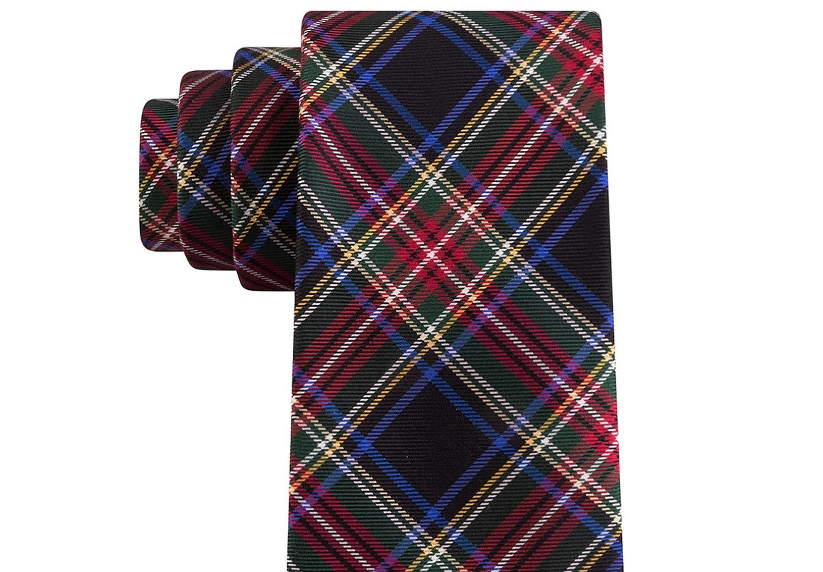 Tommy Hilfiger Men's Assorted Holiday Plaid Slim Ties Black Size Regular