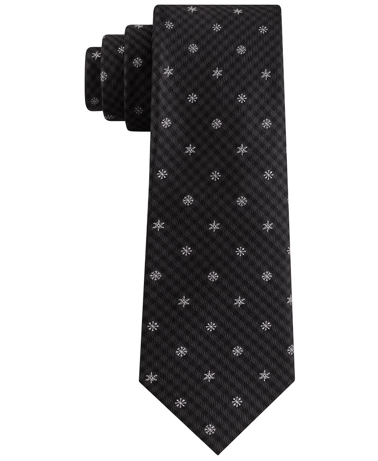 Tommy Hilfiger Men's Small Snowflake Gingham Tie Black Size Regular