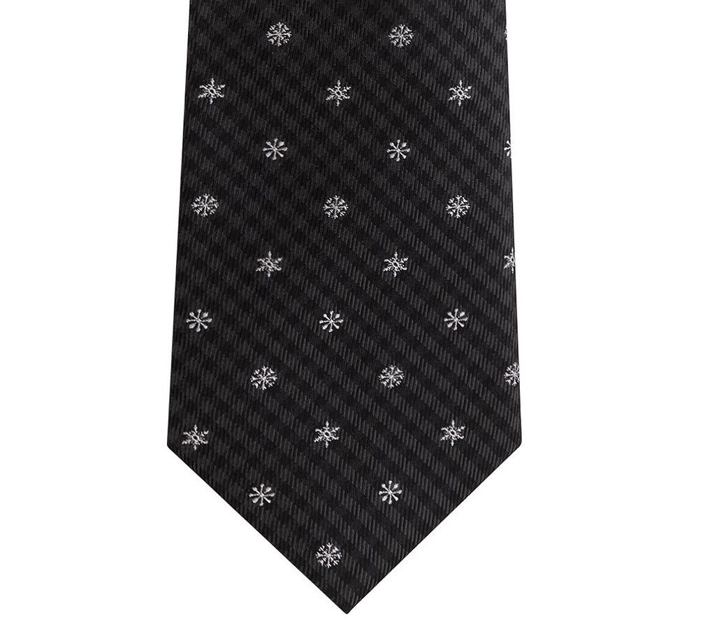 Tommy Hilfiger Men's Small Snowflake Gingham Tie Black Size Regular
