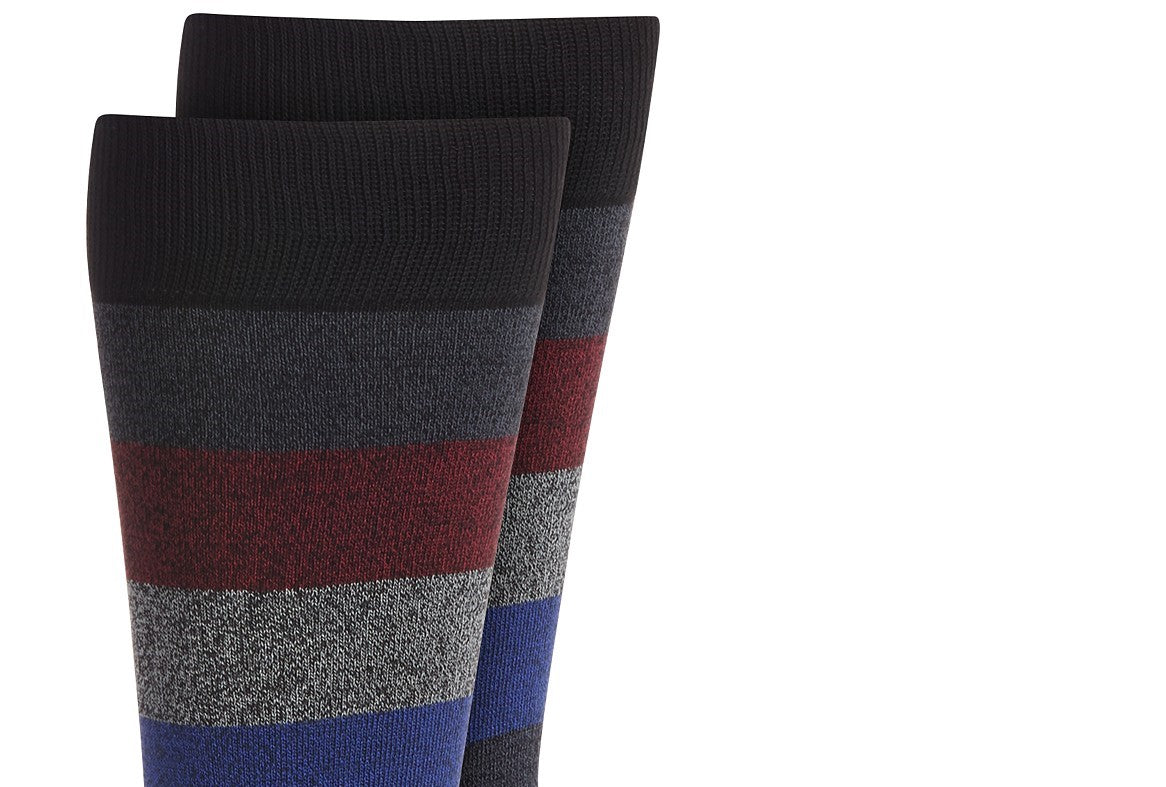 Perry Ellis Men's Rugby-Stripe Socks Black Size Regular