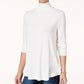 JM Collection Women's Long Sleeve Knit Turtleneck Top Ivory White Size Medium