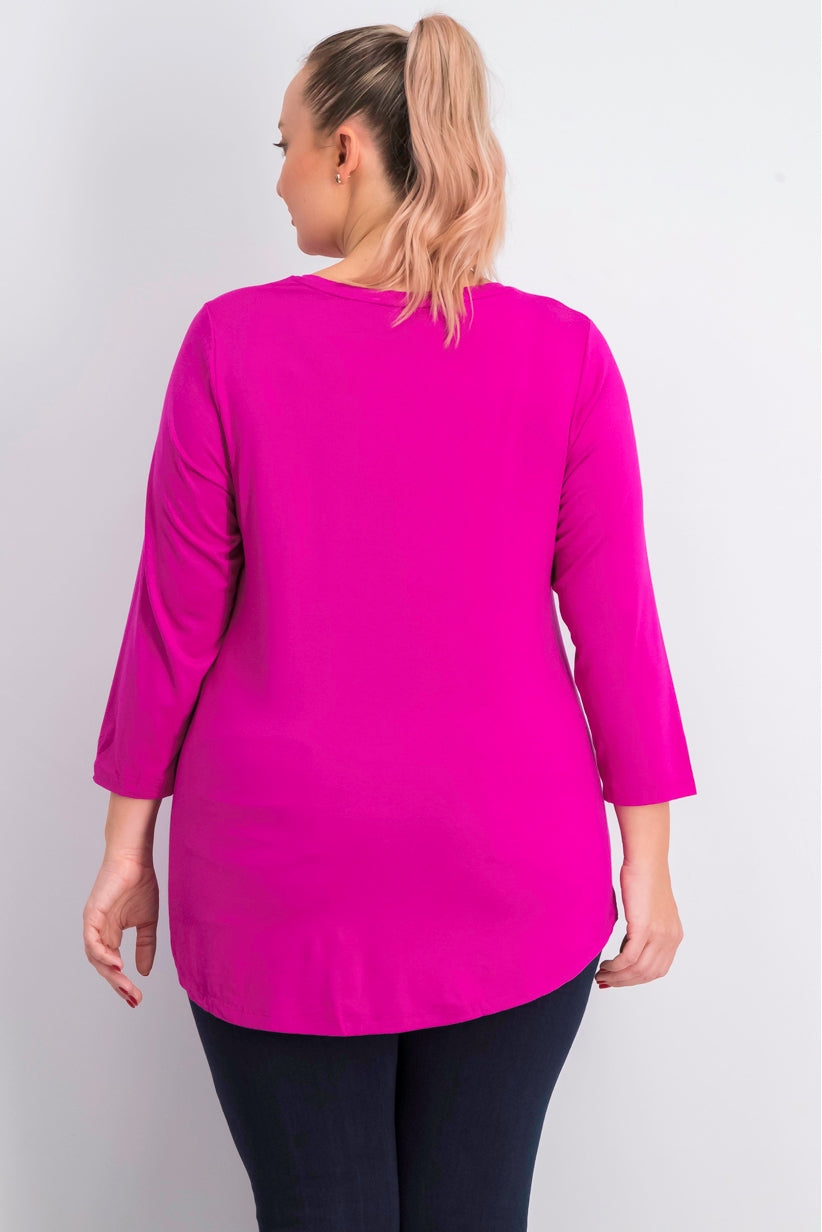 JM Collection  Women's Plus Size Scoopneck Top  Med Pink Size OX