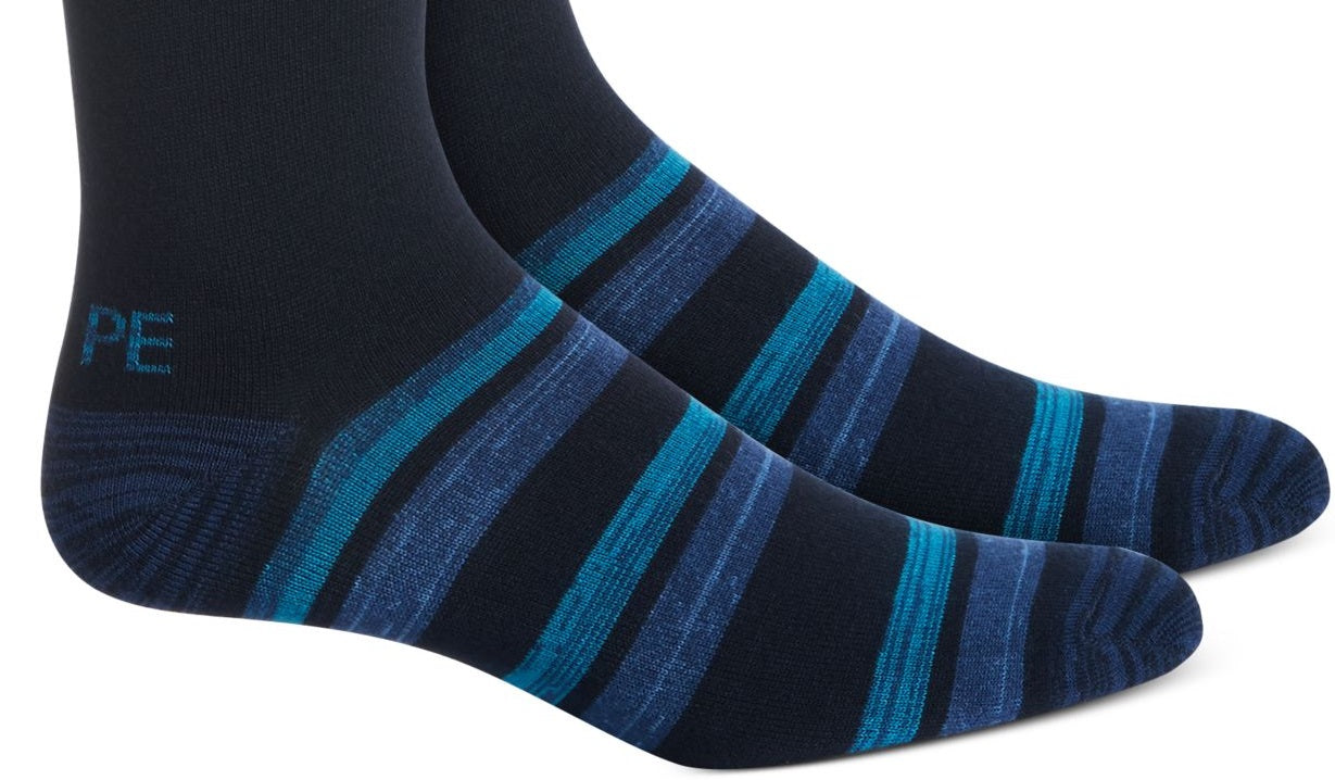 Perry Ellis Men's Bamboo Double Stripe Socks Navu Size 7-12