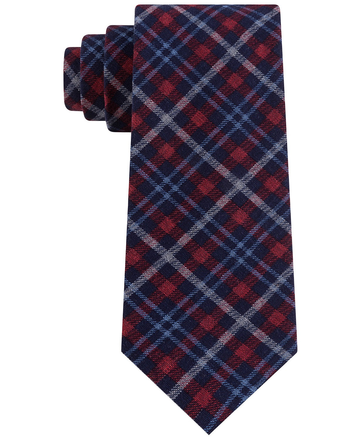 Tommy Hilfiger Men's Boston Classic Plaid Tie Red Size Regular