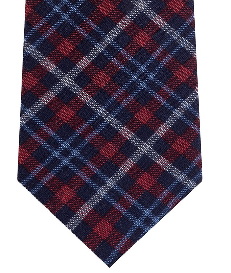 Tommy Hilfiger Men's Boston Classic Plaid Tie Red Size Regular