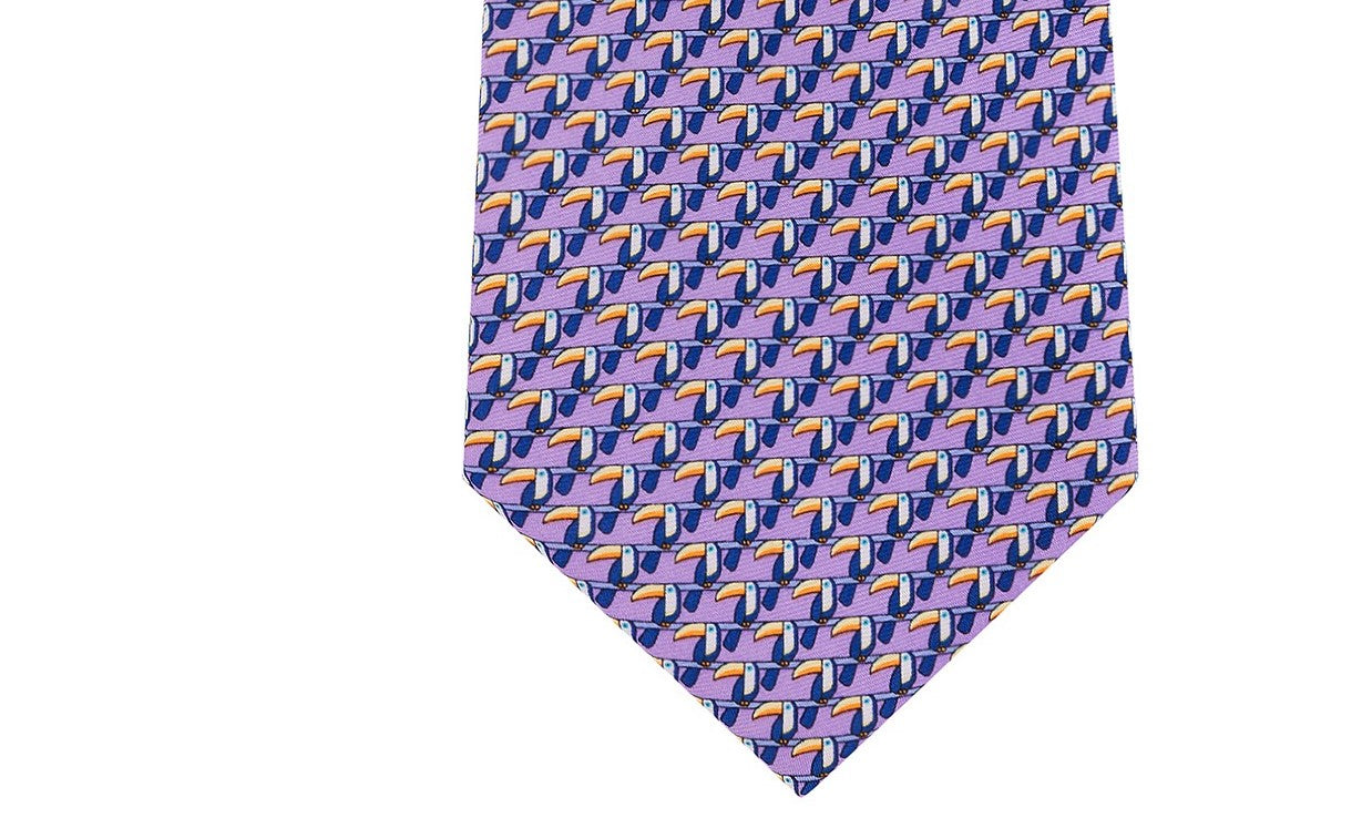 Tommy Hilfiger Men's Classic Small Toucan Silk Twill Tie Purple Size Regular