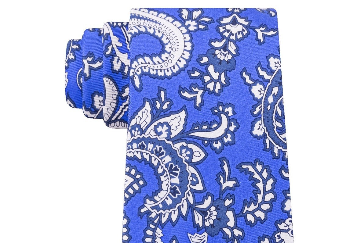 Tommy Hilfiger Men's Central Paisley Silk Tie Navy Size Regular