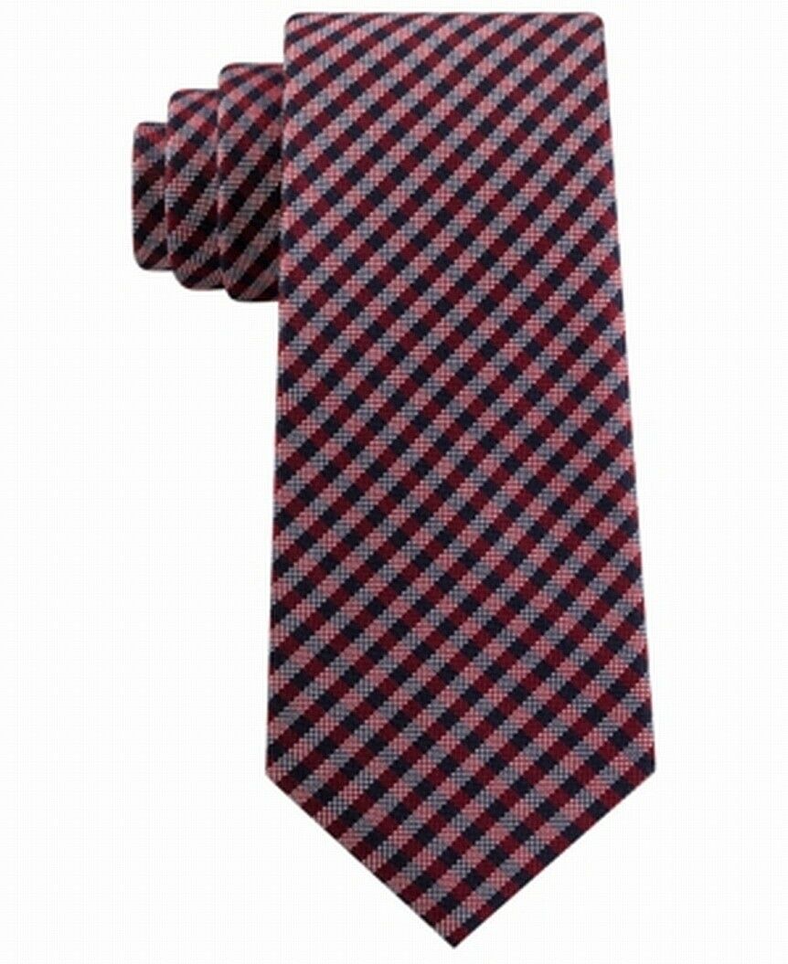 tommy-hilfiger-mens-classic-textured-plaid-tie-red-size-regular-1