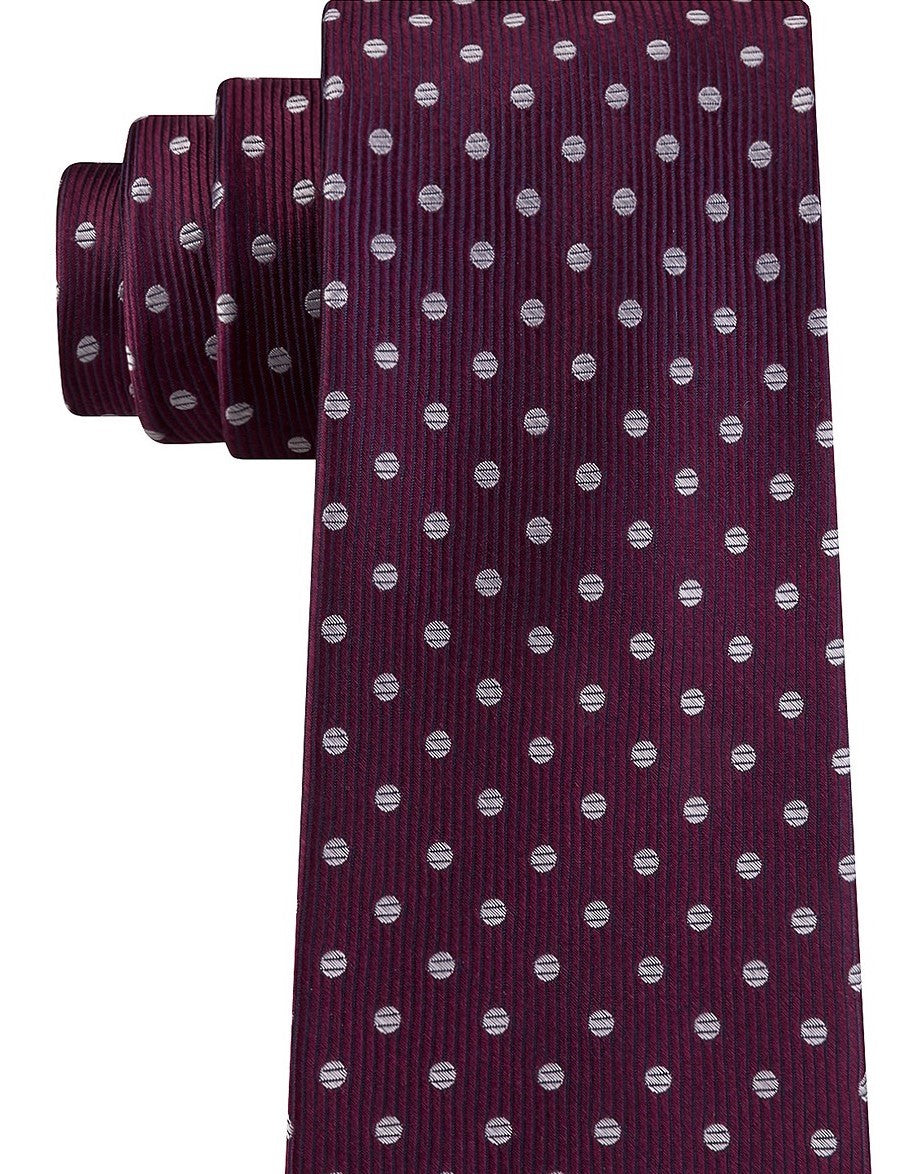 Tommy Hilfiger Men's Mont Classic Dot Stripe Tie Dark Red Size Regular