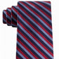 Tommy Hilfiger Men's Village Classic Textured Stripe Silk Tie Dark Red Size Regular