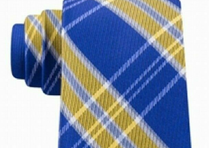 Tommy Hilfiger Men's Vincent Plaid Tie Blue-Yellow One Size
