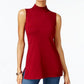 JM Collection Women's Sleeveless Mock-Turtleneck Sweater Red Size Small