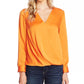 Vince Camuto Women's Faux Wrap Satin Blouse Orange Size X-Small