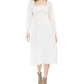 LEYDEN  Women's Smocked Midi Dress White Size Extra Large