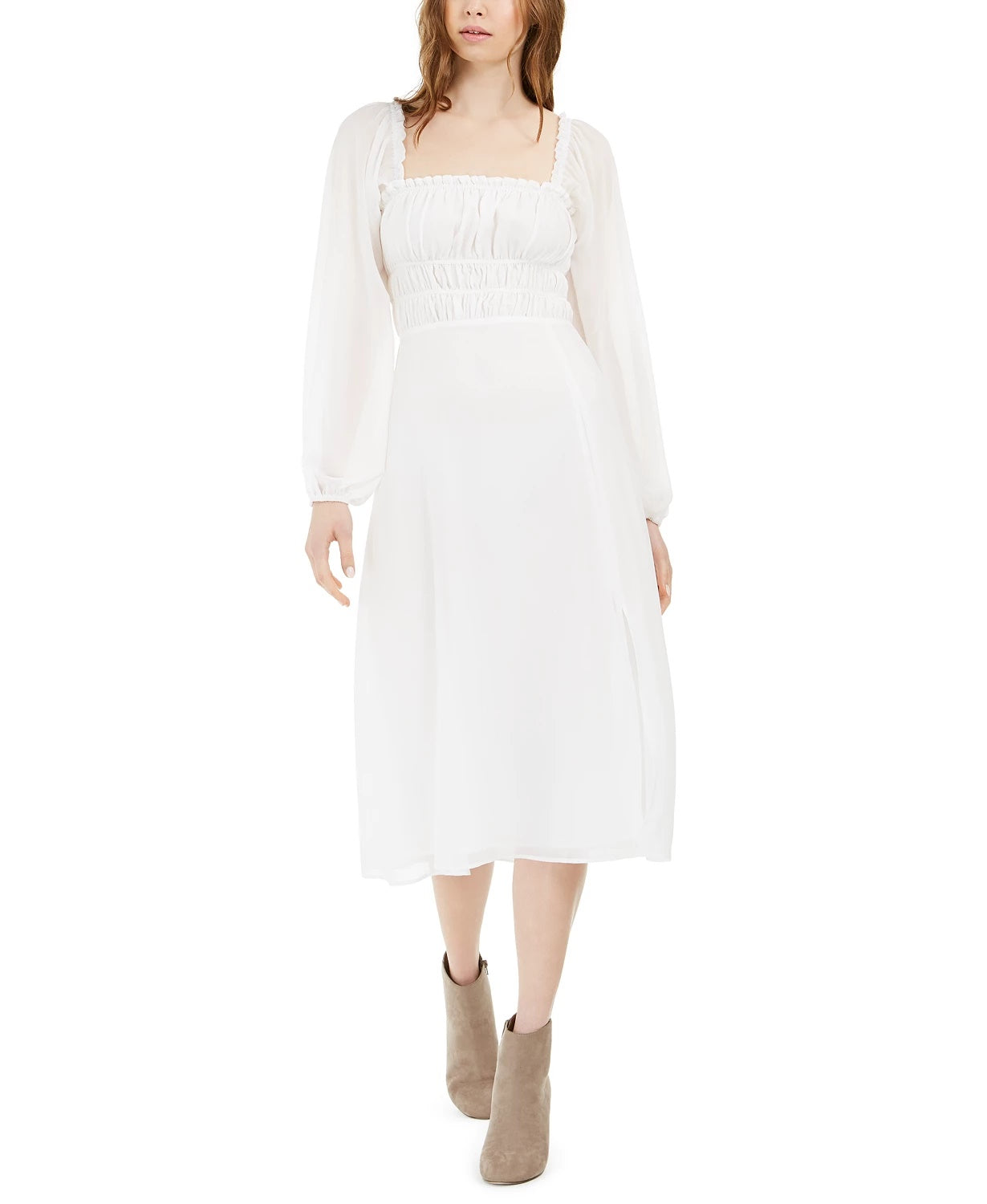 LEYDEN  Women's Smocked Midi Dress White Size Extra Large