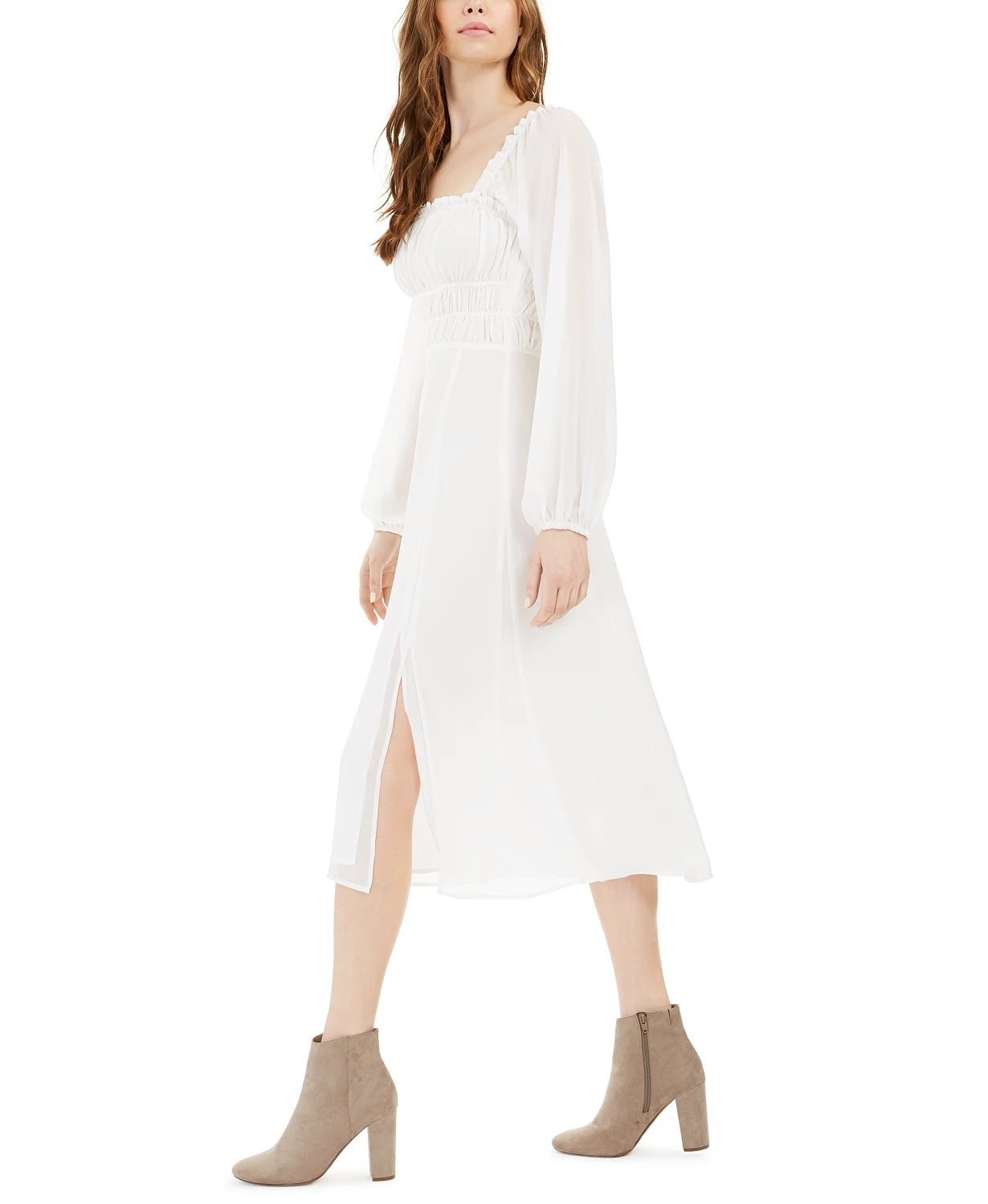 LEYDEN  Women's Smocked Midi Dress White Size Extra Large